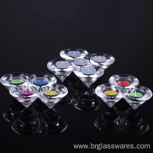 Hand Pressed Crystal Cone Shaped Glass Candle Holder